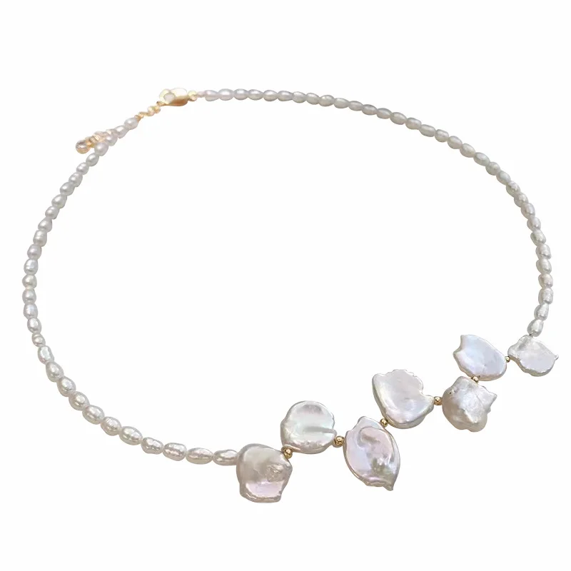 Ожерелье женское с натуральным пресноводным жемчугом и лепестками в стиле барокко
Ожерелье женское с натуральным пресноводным жемчугом и лепестками в стиле барокко