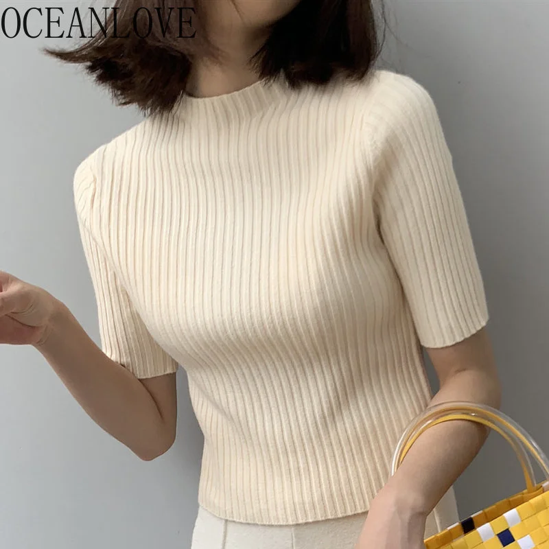 Hal Sleeve Women T-shirts Knitting Spring Summer Basic Solid Ropa De Mujer Korean ashion Oice Lady T Shirt
Hal Sleeve Women T-shirts Knitting Spring Summer Basic Solid Ropa De Mujer Korean ashion Oice Lady T Shirt