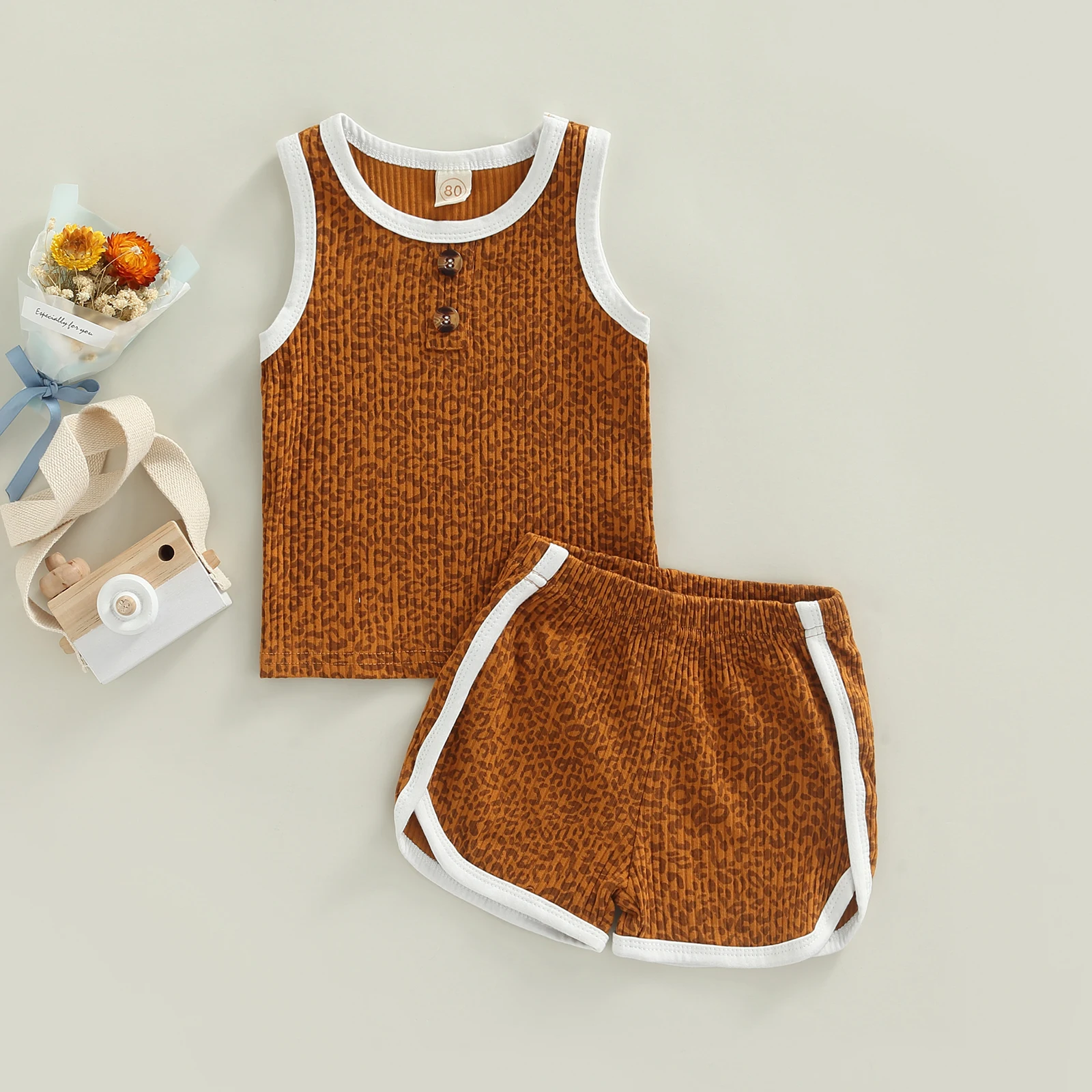 Infant Baby Girl Boy Summer Clothes Suit, Leopard Print Ribbed Sleeveless Crew Neck Vest + Elastic Waist Shorts
Infant Baby Girl Boy Summer Clothes Suit, Leopard Print Ribbed Sleeveless Crew Neck Vest + Elastic Waist Shorts