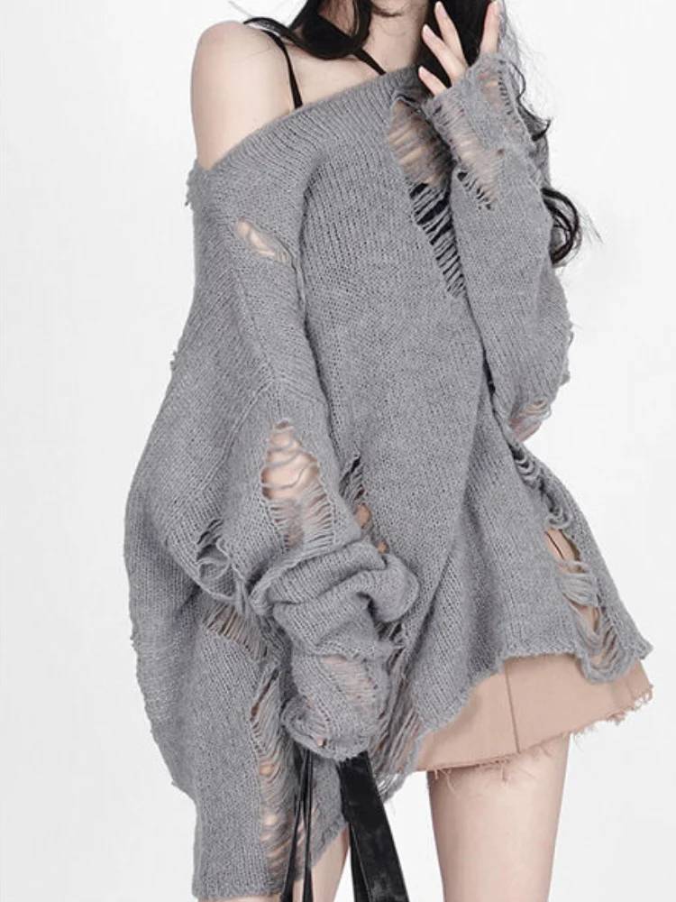 Deeptown Gothic Streetwear Gray Oversized Sweater Women Harajuku Vintage Knitted Jumper Hollow Out Long Sleeve Tops Y2K Clothes
Deeptown Gothic Streetwear Gray Oversized Sweater Women Harajuku Vintage Knitted Jumper Hollow Out Long Sleeve Tops Y2K Clothes