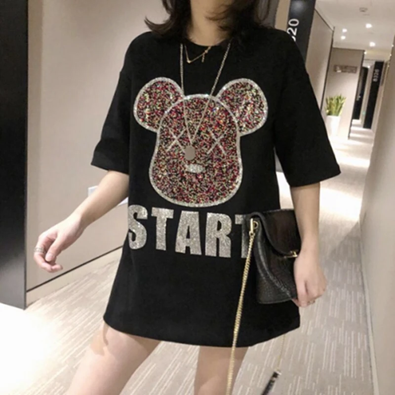 Oversized 2022 Summer Women's T-shirt Hot Drill Female Clothing Harajuku Y2k Loose Short Sleeve Top Korean Fashion Letter Print
Oversized 2022 Summer Women's T-shirt Hot Drill Female Clothing Harajuku Y2k Loose Short Sleeve Top Korean Fashion Letter Print