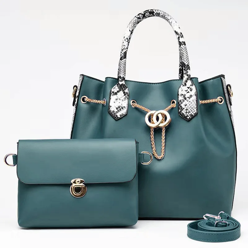 2022 New Women's Tote 2 Pcs Fashion PU Metal Chain Leather Ladies Handbag Serpentine Messenger Shoulder Bags Wallet
2022 New Women's Tote 2 Pcs Fashion PU Metal Chain Leather Ladies Handbag Serpentine Messenger Shoulder Bags Wallet