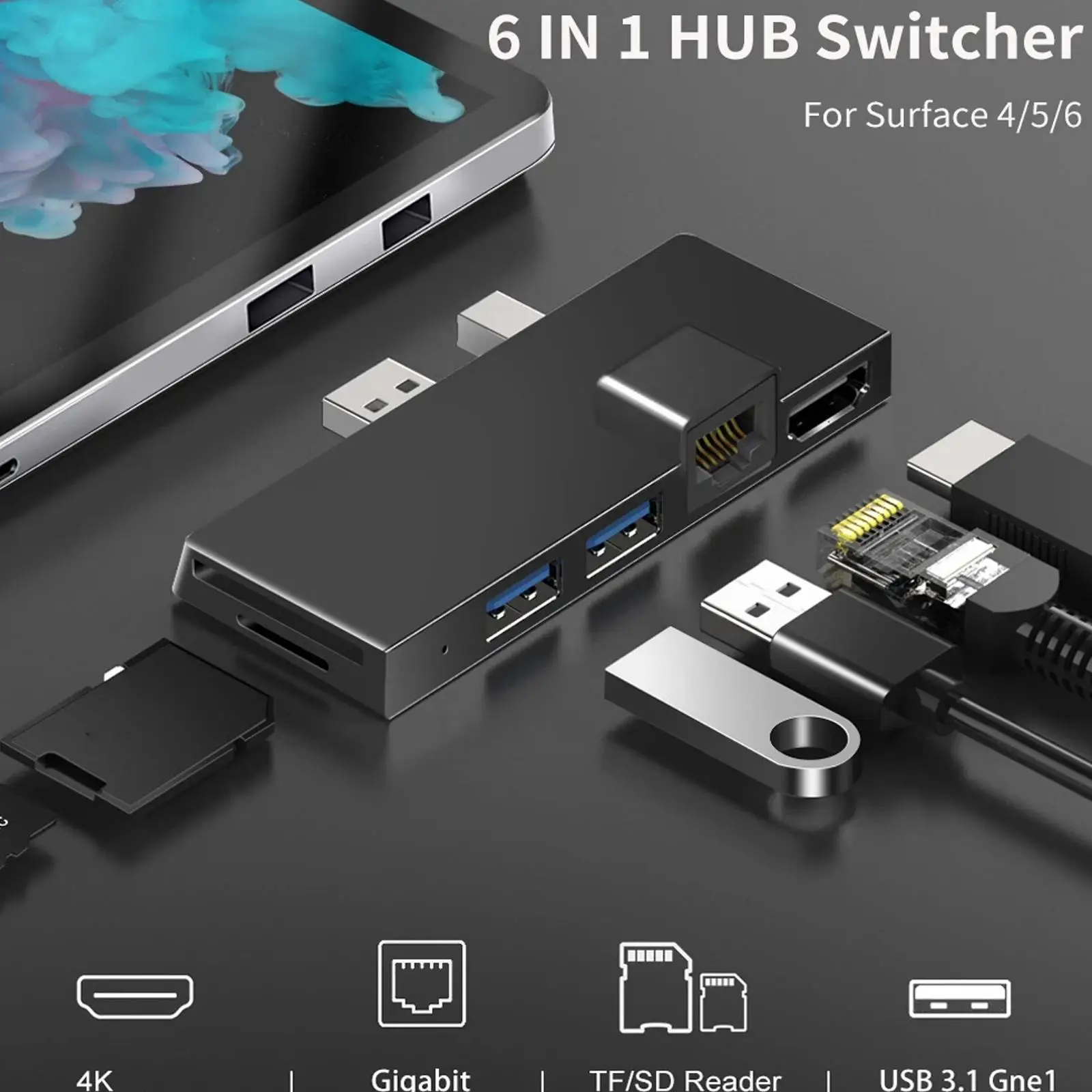 Usb C концентратор 3,0 для Surface Pro 4 5 6 Usb к Rj45 USB3.0 Hdmi кардридер концентратор расширения Dock Surface Pro конвертер 6 в 1
Usb C концентратор 3,0 для Surface Pro 4 5 6 Usb к Rj45 USB3.0 Hdmi кардридер концентратор расширения Dock Surface Pro конвертер 6 в 1