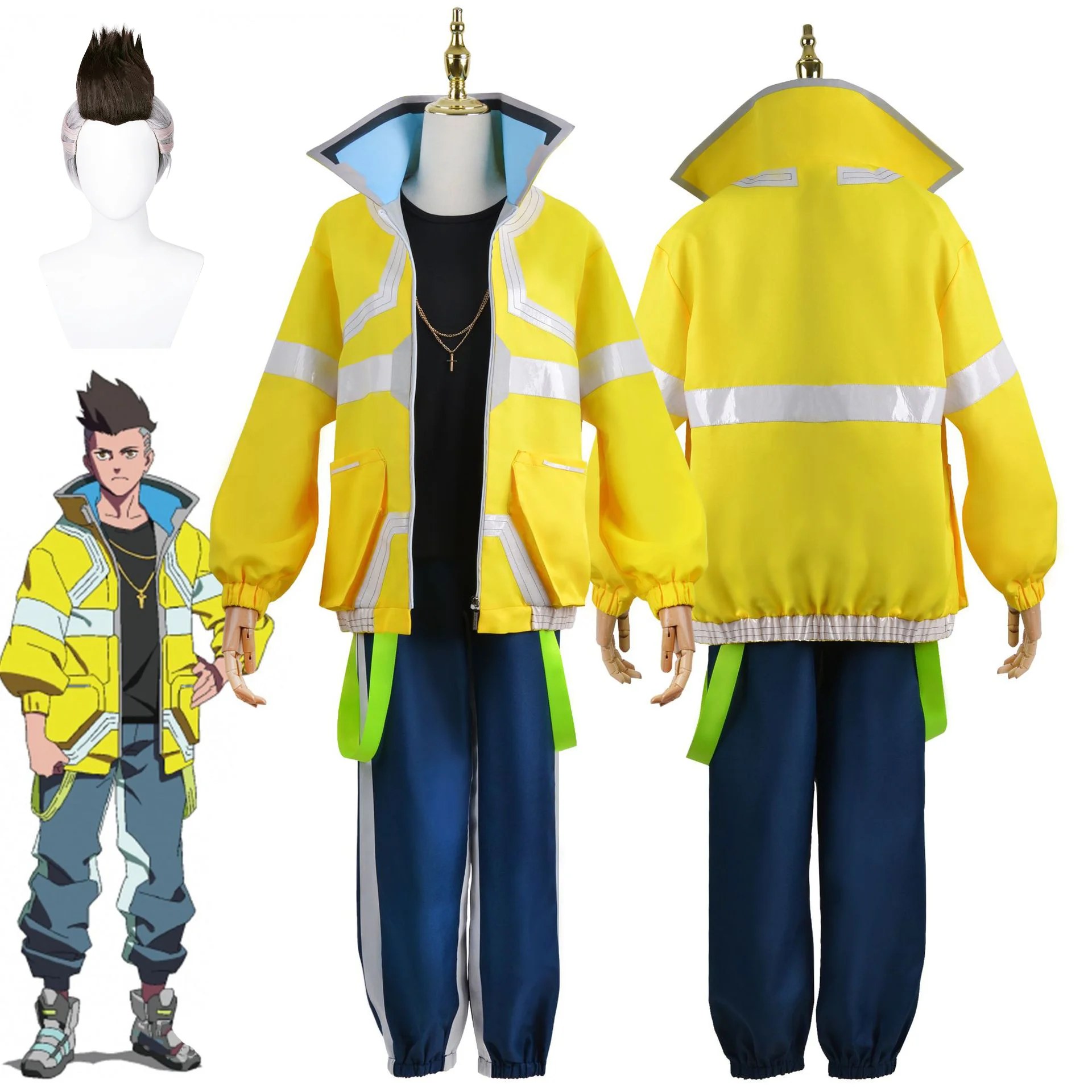 Anime Cyberpunk Edgerunners David Martinez Cosplay Costume Short Synthetic Mixed Wig Yellow Jacket T-shirt Pants Suit Uniform
Anime Cyberpunk Edgerunners David Martinez Cosplay Costume Short Synthetic Mixed Wig Yellow Jacket T-shirt Pants Suit Uniform