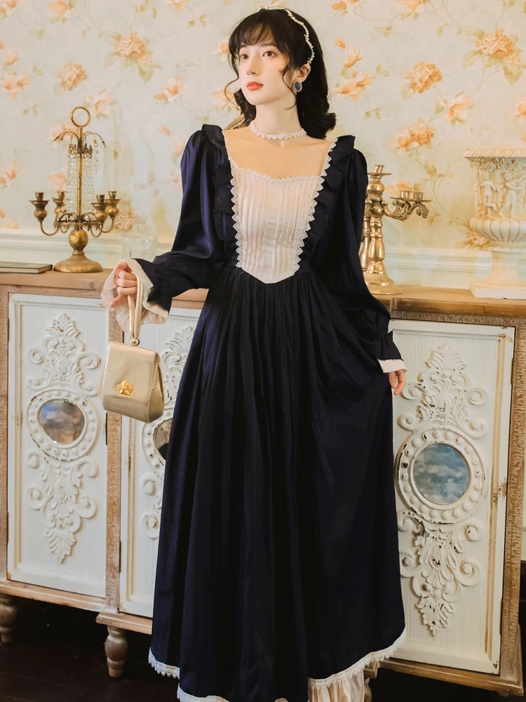 Gothic Vintage French Style Women Dress For Elegant Lady Retro Square Collar With Ruffles Flare Sleeve Princess Clothes Vestido
Gothic Vintage French Style Women Dress For Elegant Lady Retro Square Collar With Ruffles Flare Sleeve Princess Clothes Vestido
