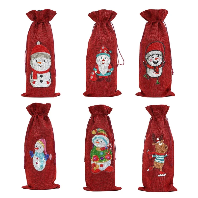 6Pcs Christmas Wine Bottle Cover Bags Diamond Painted Decoration Linen Gift Bags With Drawstring For Party Dinner Family
6Pcs Christmas Wine Bottle Cover Bags Diamond Painted Decoration Linen Gift Bags With Drawstring For Party Dinner Family