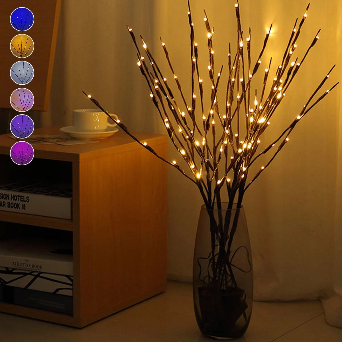 20 Bulbs LED Willow Branch Lights Lamp Natural Tall Vase Fairy Twig Vase Lamp for Wedding Holiday Party Decor Decorative Lights
20 Bulbs LED Willow Branch Lights Lamp Natural Tall Vase Fairy Twig Vase Lamp for Wedding Holiday Party Decor Decorative Lights