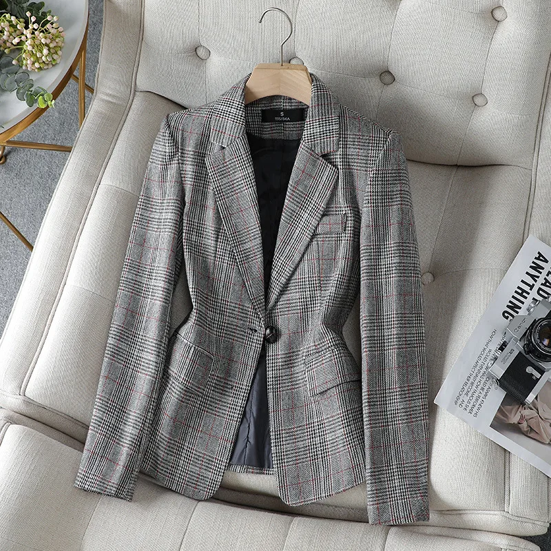 S-4X Women's Jacket Plaid 2022 New Spring Autumn Fashion High Quality Slim Fit Long Sleeve Ladies Suit
S-4X Women's Jacket Plaid 2022 New Spring Autumn Fashion High Quality Slim Fit Long Sleeve Ladies Suit