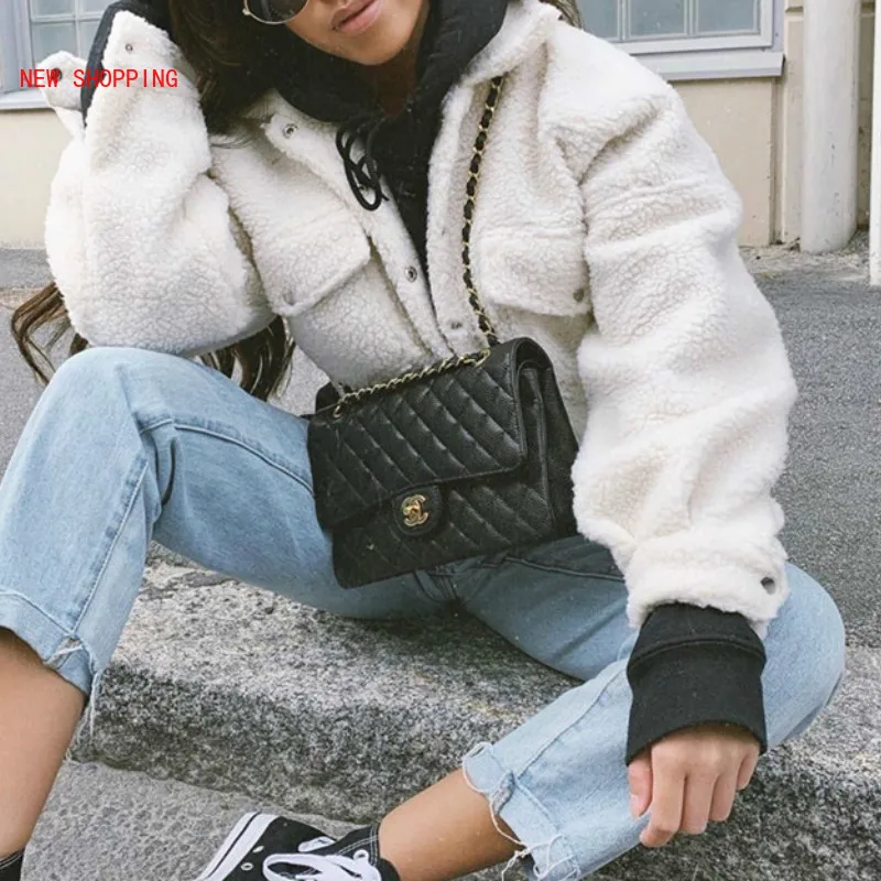 Fashion Lamb Wool Autumn Winter Coat Women Jacket Warm Fleece Shaggy Warm Cropped Jackets Overcoat Single Breasted Outwear White
Fashion Lamb Wool Autumn Winter Coat Women Jacket Warm Fleece Shaggy Warm Cropped Jackets Overcoat Single Breasted Outwear White