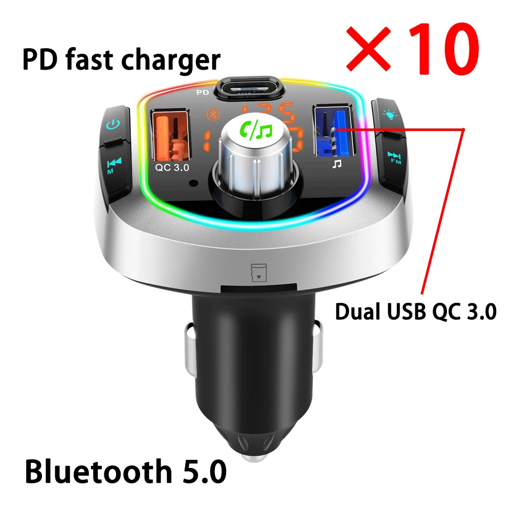 10 шт., автомобильное зарядное светодиодный с USB-портами и поддержкой Bluetooth 5,0
10 шт., автомобильное зарядное светодиодный с USB-портами и поддержкой Bluetooth 5,0
