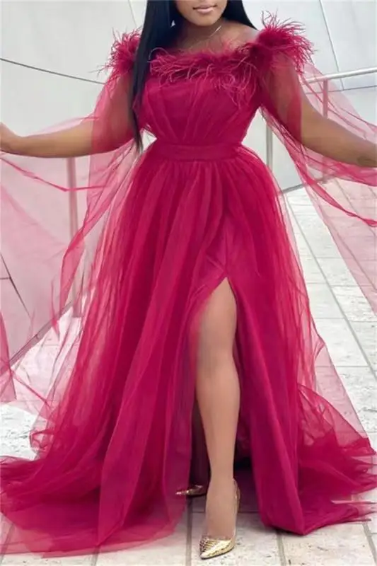 Women Mesh Party Dresses Charming High Waist Off Shoulder Long Sleeve See-through Slit Floor-length Club Gown Dress
Women Mesh Party Dresses Charming High Waist Off Shoulder Long Sleeve See-through Slit Floor-length Club Gown Dress