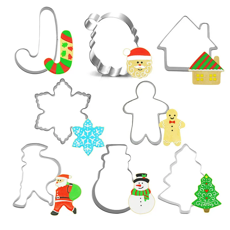 

5pcs Christmas Cookie Cutter Mould Snowflake Gingerbread Man Xmas Tree Fondant Biscuit Mold For Christmas Baking Cake Decor Tool