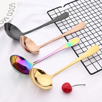 1Pc Thicken Stainless Steel Long Handle Ladle Spoon Big Soup Ladle Useful Kitchen Cooking Tool Utensil Tool Soup Spoon Dropship