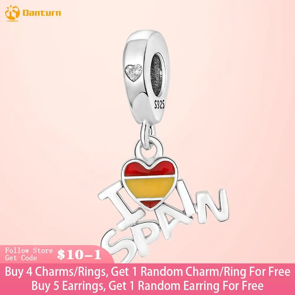 Danturn 925 Sterling Silver Beads I LOVE SPAIN letter Charm fit Original Pandora Bracelets Fashion Fine Jewelry Gift
Danturn 925 Sterling Silver Beads I LOVE SPAIN letter Charm fit Original Pandora Bracelets Fashion Fine Jewelry Gift