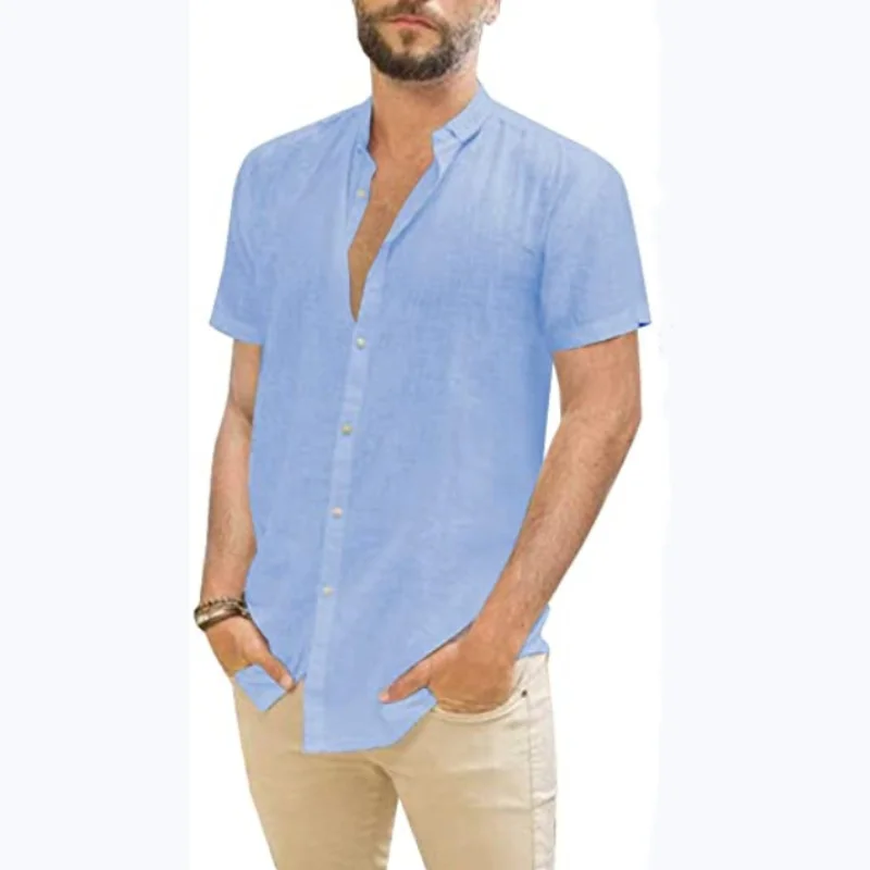 Cotton Linen Hot Sale Men's Short-Sleeved Shirts Summer Solid Color Turn-down Collar Casual Beach Style
Cotton Linen Hot Sale Men's Short-Sleeved Shirts Summer Solid Color Turn-down Collar Casual Beach Style
