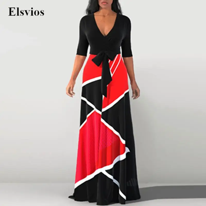 2022 Fashion Ladies V Neck Bowknot Long Dress Sexy Half Sleeve Slim Waist Party Dress Office Elegant Women Patchwork Maxi Dress
2022 Fashion Ladies V Neck Bowknot Long Dress Sexy Half Sleeve Slim Waist Party Dress Office Elegant Women Patchwork Maxi Dress