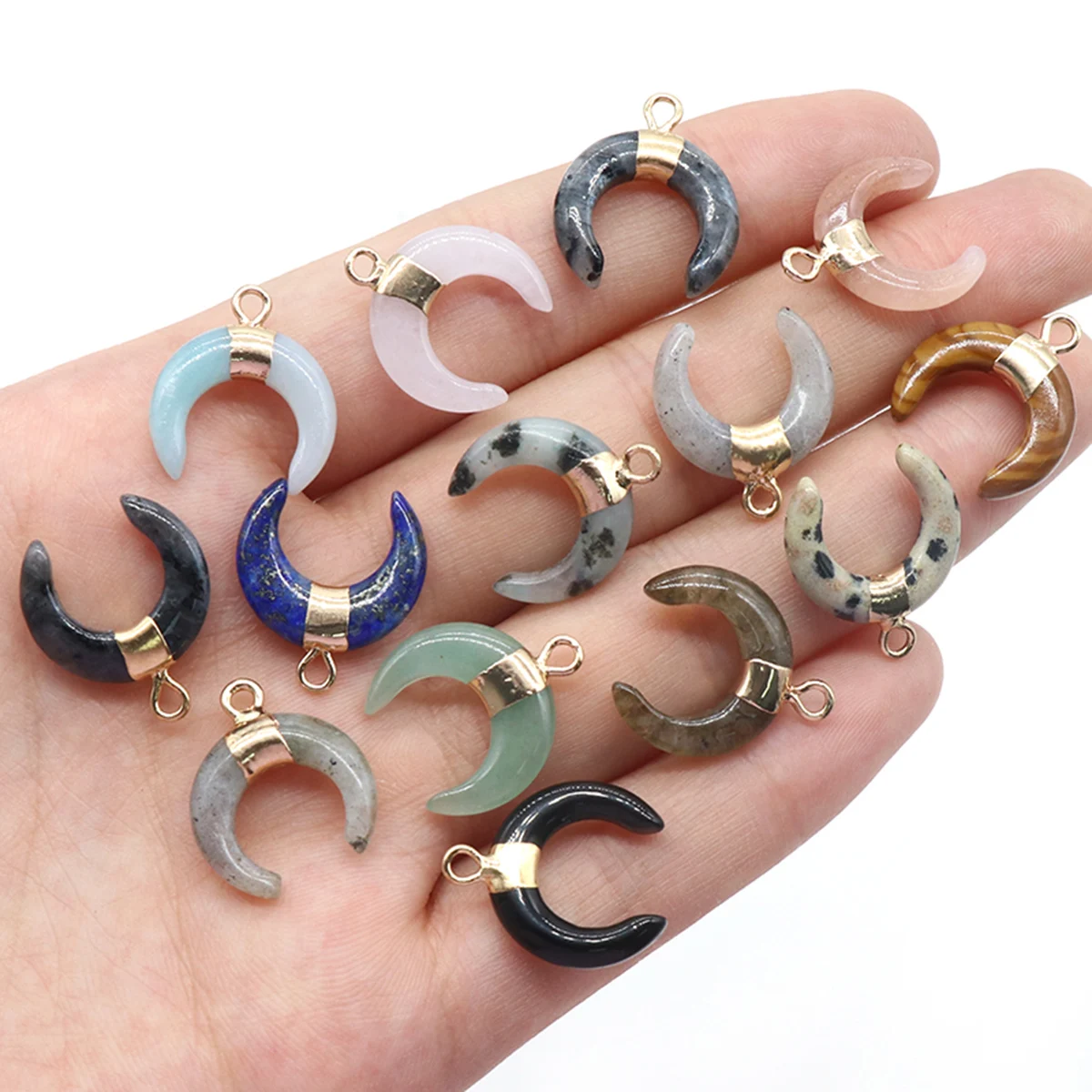 4pc Natural Stone Pendant Moon Crystals Rose Quartz Obsidian Polished Gemstone Charms for Jewelry Making DIY Necklace Earrings
4pc Natural Stone Pendant Moon Crystals Rose Quartz Obsidian Polished Gemstone Charms for Jewelry Making DIY Necklace Earrings