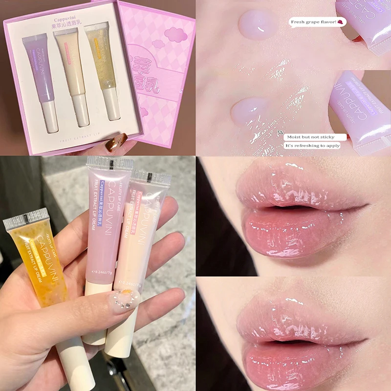 

Fruity Flavor Lip Balm Lip Milk Cream Moisturizing Transparent Lipstick Coconut Grape Hydrating Jelly Lip Care Oil Cosmetic Base