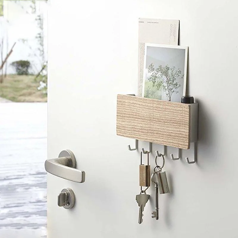 Japanese-Style Wall Hanging Hallway Key Holder Creative Punch-Free Metal Hook Storage Rack Multi-Functional Solid Wood Storage
Japanese-Style Wall Hanging Hallway Key Holder Creative Punch-Free Metal Hook Storage Rack Multi-Functional Solid Wood Storage