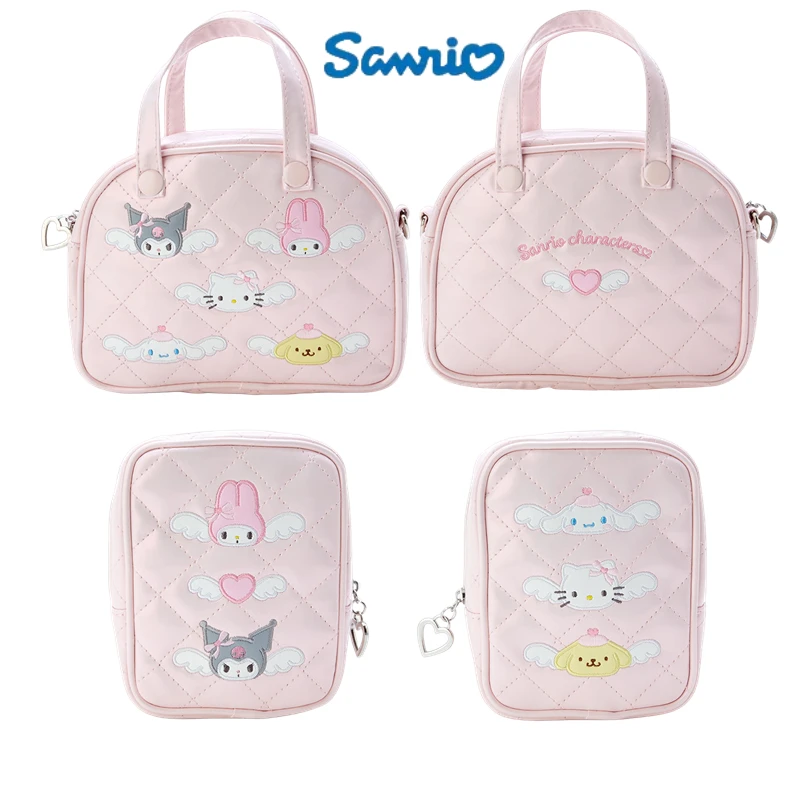 

Dream Angel Sanrio Rhombus Pink Cartoon Embroidered Shoulder Bag Kuromi MyMelody Hellokitty Girls Cosmetic Bag Gift