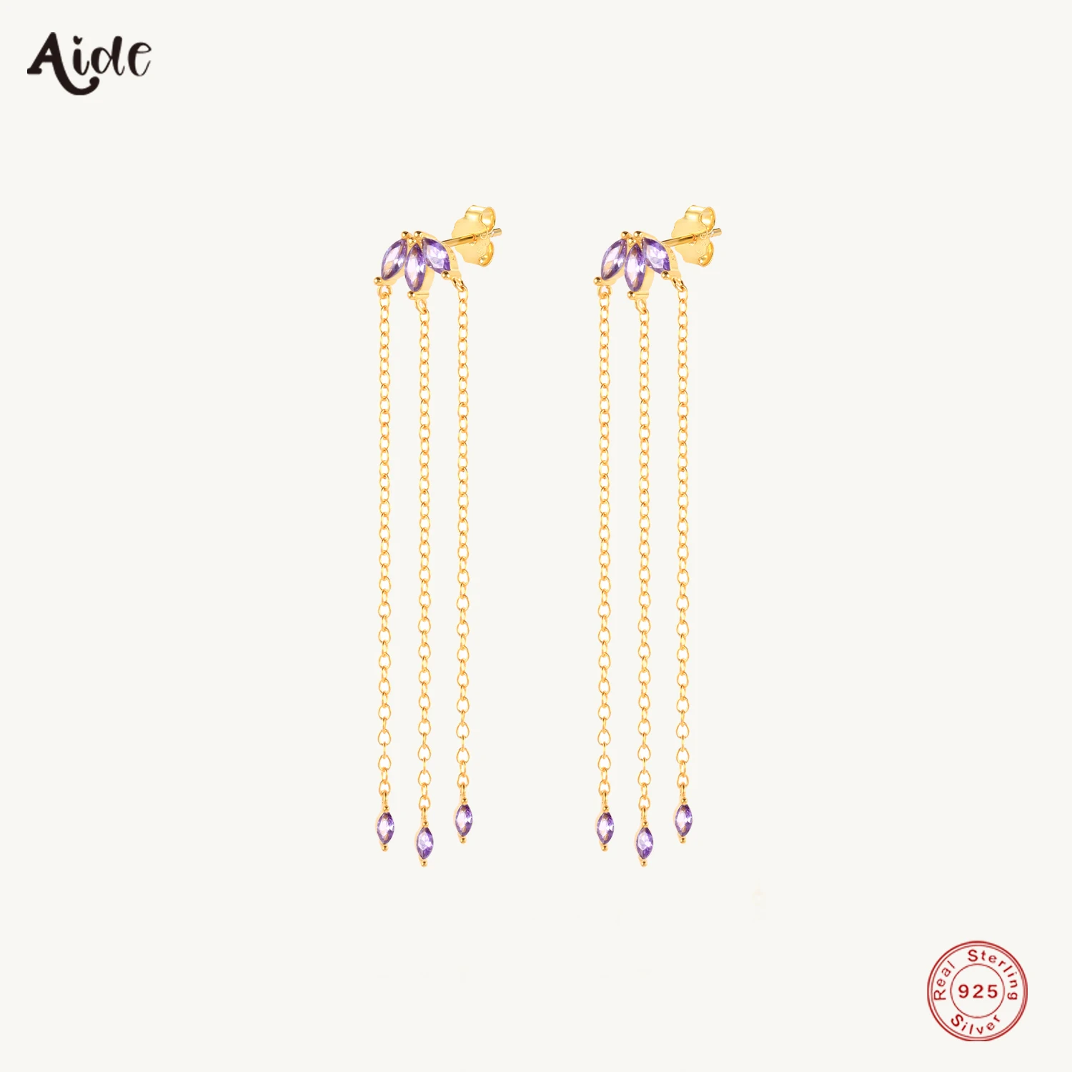 Aide 925 Sterling Silver 52mm Three Long Chain Tassel Dangle Earrings For Women Oval Black White Purple Zircon Drop Earrings
Aide 925 Sterling Silver 52mm Three Long Chain Tassel Dangle Earrings For Women Oval Black White Purple Zircon Drop Earrings