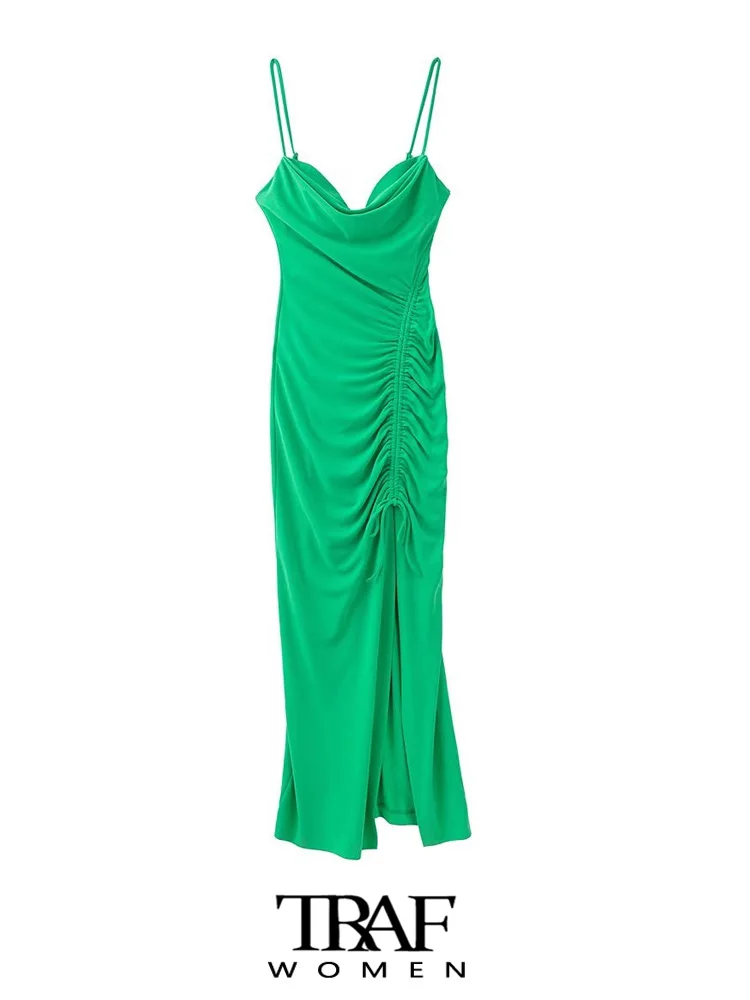 TRAF Women Fashion With Drawstrings Draped Midi Dress Vintage Backless Zipper Thin Straps Female Dresses Vestidos Mujer
TRAF Women Fashion With Drawstrings Draped Midi Dress Vintage Backless Zipper Thin Straps Female Dresses Vestidos Mujer