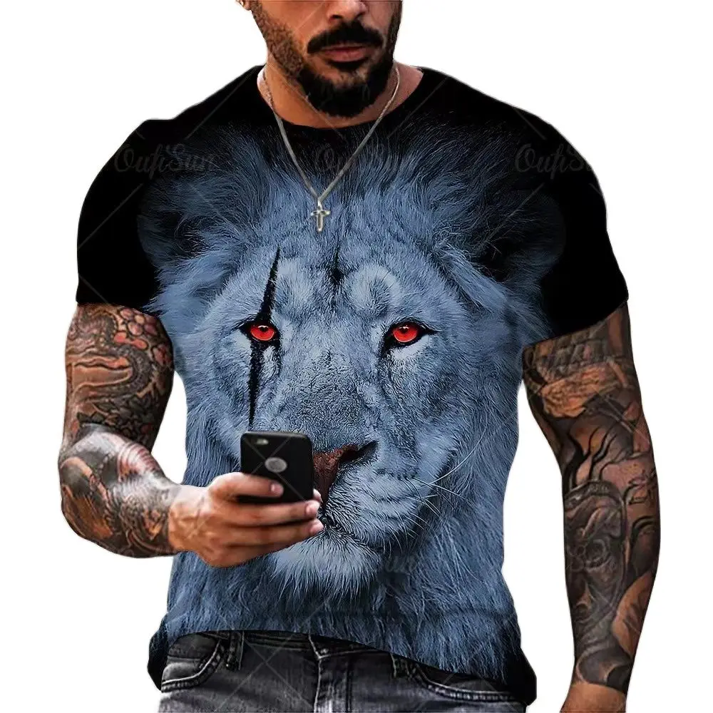 Men's T-shirt Top Animal Lion Print Short-sleeved Harajuku Street O-neck Pullover Casual Retro Plus Size 3d Y2k Homme T-Shirts
Men's T-shirt Top Animal Lion Print Short-sleeved Harajuku Street O-neck Pullover Casual Retro Plus Size 3d Y2k Homme T-Shirts