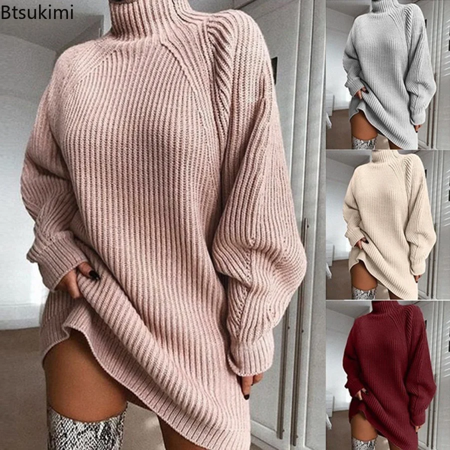 Autumn Winter Women's Knitted Sweater Dress Turtleneck Solid Knitted Dress Long Sleeve Elegant Mini Sweater Dress Winter Clothes
Autumn Winter Women's Knitted Sweater Dress Turtleneck Solid Knitted Dress Long Sleeve Elegant Mini Sweater Dress Winter Clothes