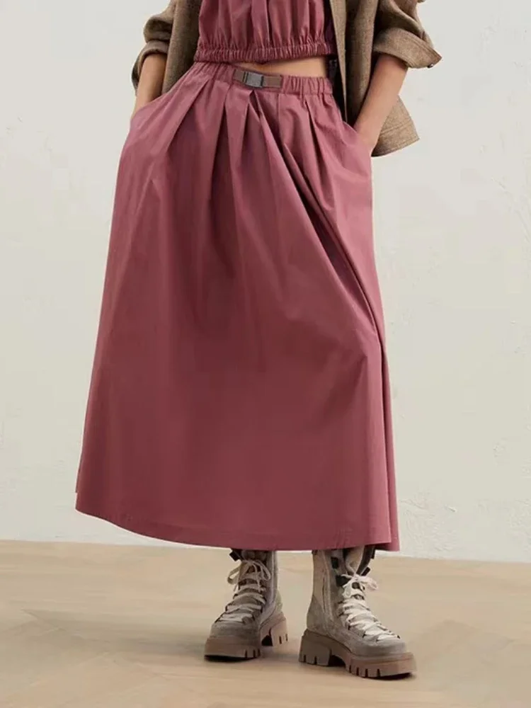 2023 Early Autumn New Women Metal Buckle Solid Color Skirt Umbrella Midi Skirt
2023 Early Autumn New Women Metal Buckle Solid Color Skirt Umbrella Midi Skirt