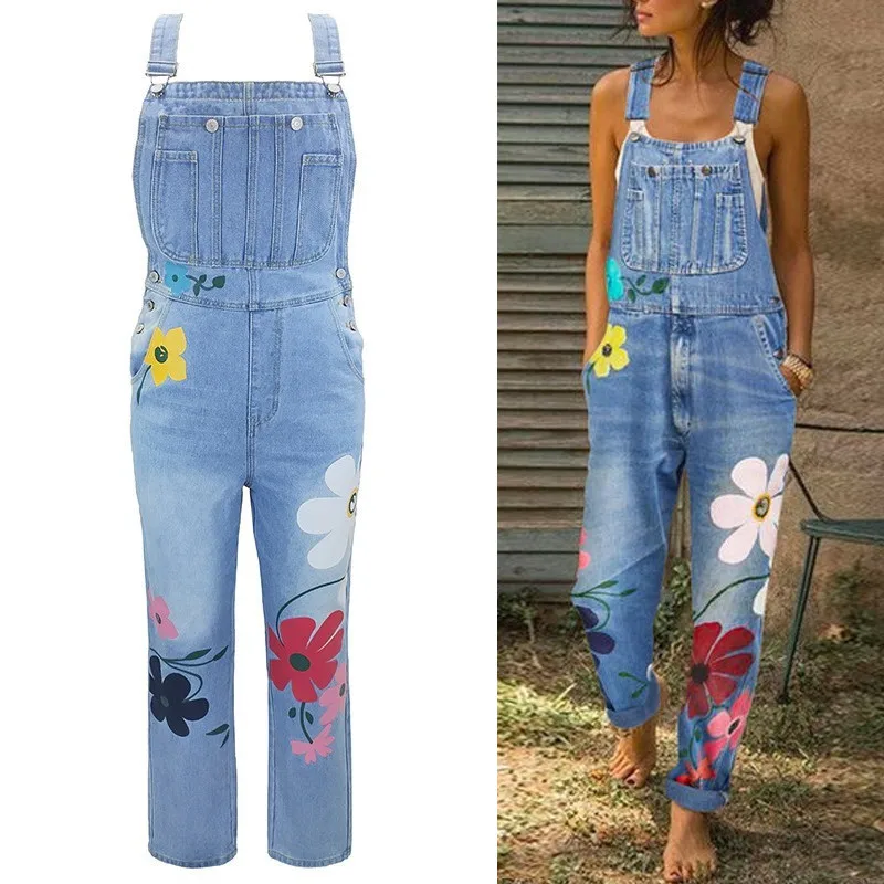 One Piece Denim Jumpsuit for Women Vintage Sleeveless Spaghetti Strap Floral Print Jeans Overalls Ladies Casual Jean Bodysuits
One Piece Denim Jumpsuit for Women Vintage Sleeveless Spaghetti Strap Floral Print Jeans Overalls Ladies Casual Jean Bodysuits
