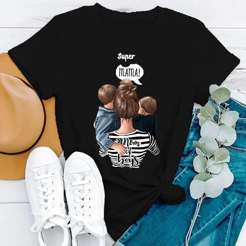 Woman Tshirts Graphic Cartoon Super Mama Cute Mom of Boys Clothes Lady Tops Clothing Tees Print Female T Shirt T-Shirt Femme
Woman Tshirts Graphic Cartoon Super Mama Cute Mom of Boys Clothes Lady Tops Clothing Tees Print Female T Shirt T-Shirt Femme