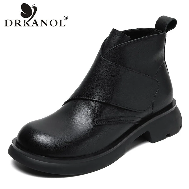 DRKANOL Fashion Round Toe Ankle Boots Women Square Heel Casual Shoes Ladies Autumn Genuine Leather Trend All-match Short Boots
DRKANOL Fashion Round Toe Ankle Boots Women Square Heel Casual Shoes Ladies Autumn Genuine Leather Trend All-match Short Boots