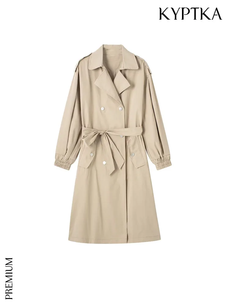 KYPTKA Women Fashion With Belt Double Breasted Trench Coat Vintage Long Sleeve Front Pockets Female Outerwear Chic Overcoat
KYPTKA Women Fashion With Belt Double Breasted Trench Coat Vintage Long Sleeve Front Pockets Female Outerwear Chic Overcoat