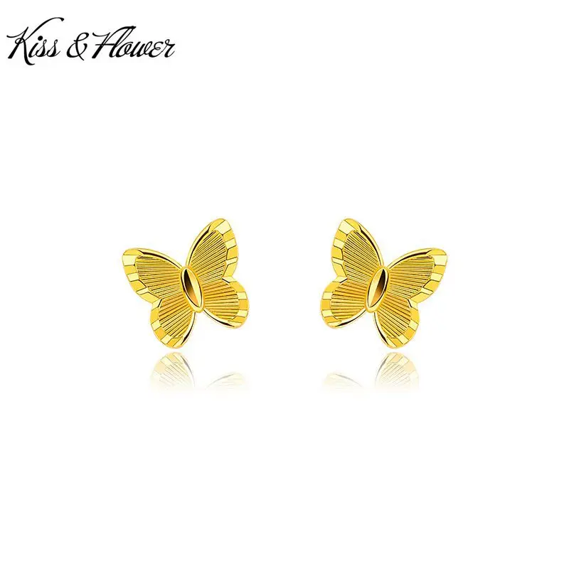 

KISS&FLOWER ER437 Jewelry Party Birthday Wedding Christmas Gift Butterfly 24KT Gold Stud Earrings for Women Girlfriend Bride