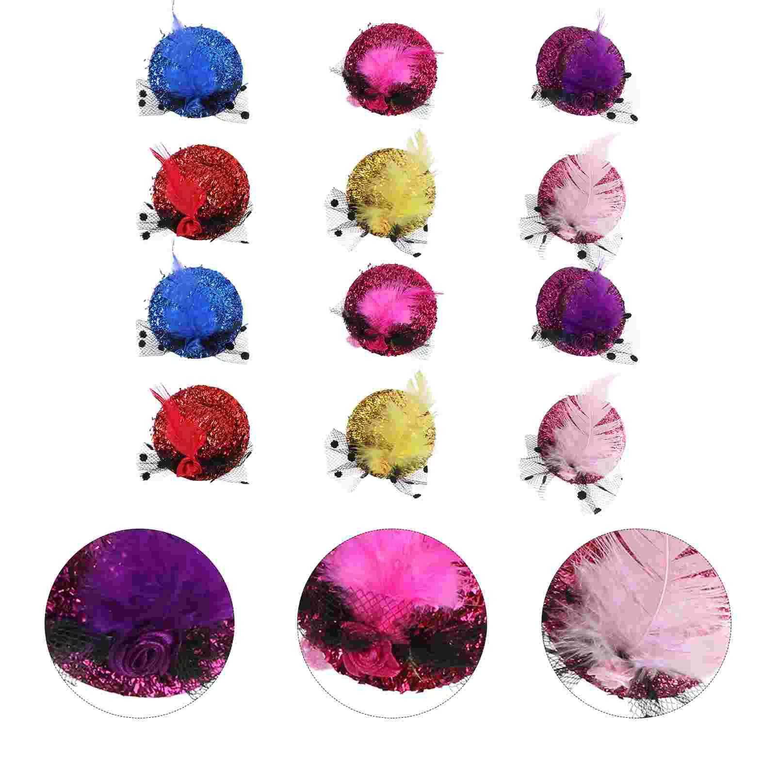 

12pcs Women's Fascinator Hat Clip Gothic Mesh Flower Veil Hair Clip Wedding Party Fancy Dress(Assorted Color)