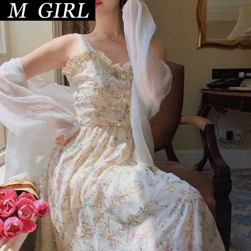 Dresses For Women 2023 Spaghetti Strap Dress Women French Elegant Vintage Floral Dress Sweet 2021 Summer Fashion Clothing Party
Dresses For Women 2023 Spaghetti Strap Dress Women French Elegant Vintage Floral Dress Sweet 2021 Summer Fashion Clothing Party