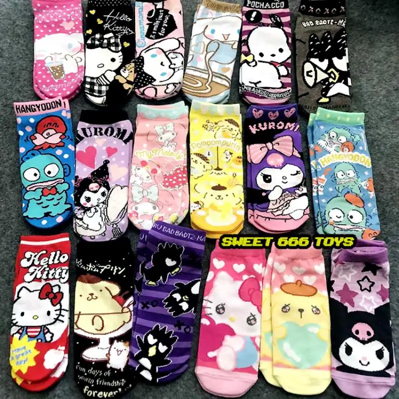 Sanrioed Hello kitty Cinnamoroll Kuromi мультфильм Kawaii Высокое качество лица творческий японский стиль супер милые короткие хлопковые носки
Sanrioed Hello kitty Cinnamoroll Kuromi мультфильм Kawaii Высокое качество лица творческий японский стиль супер милые короткие хлопковые носки