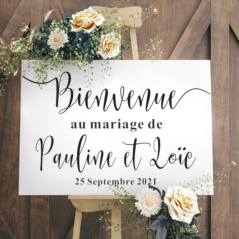 French Style Wedding Welcome Sign Vinyl Decal Romantic Mariage Décor Custom Names Date Wall Sticker Wedding Mirror Decal G15
French Style Wedding Welcome Sign Vinyl Decal Romantic Mariage Décor Custom Names Date Wall Sticker Wedding Mirror Decal G15