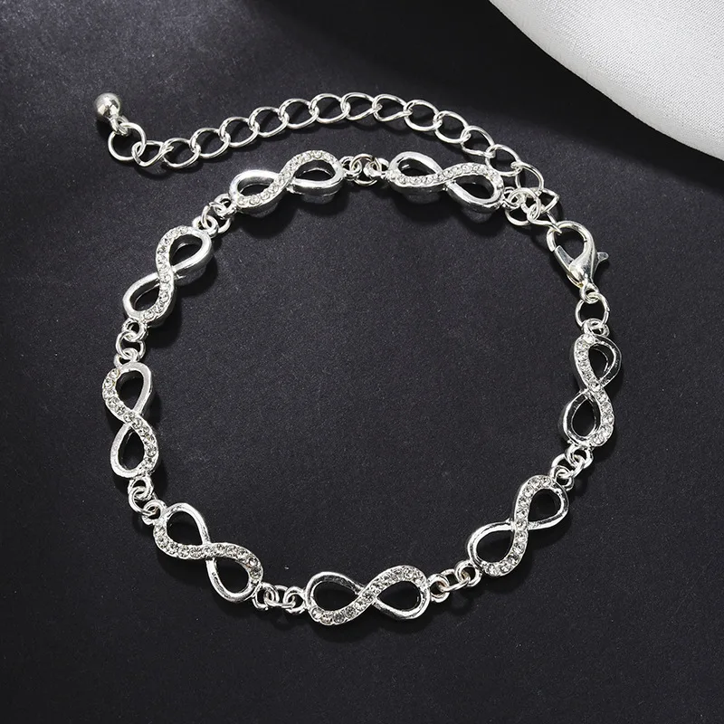 Simple Charm Hollow Geometric 8character Diamond Bracelet for Women New Korean Fashion Trend Elegant Custom Zinc Alloy Bracelet
Simple Charm Hollow Geometric 8character Diamond Bracelet for Women New Korean Fashion Trend Elegant Custom Zinc Alloy Bracelet
