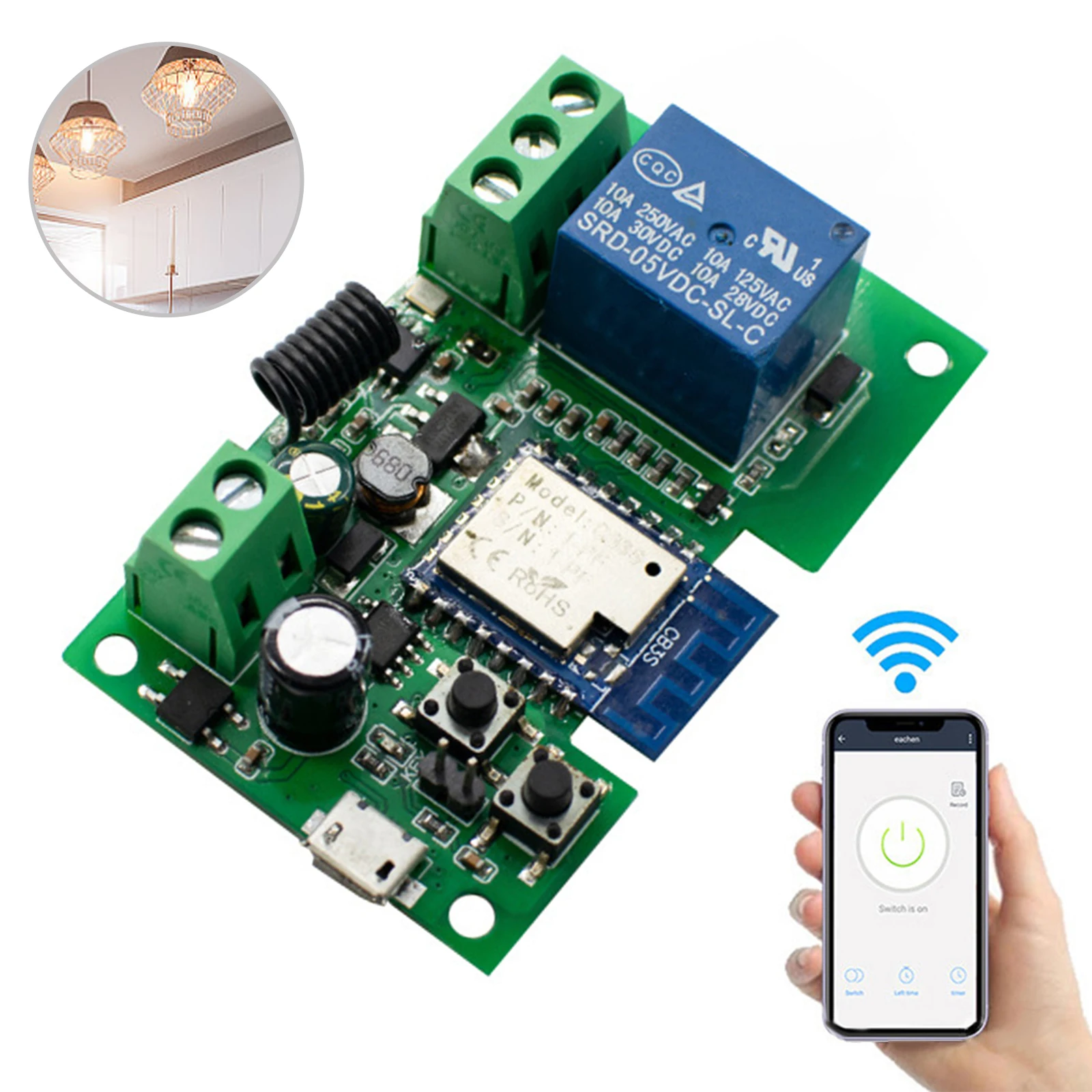 WiFi Smart Home Switch For Tuya 1-channel WiFi Smart Home Switch For Remote Control Of Electric Locks USB 5V/7-32V 433MHz
WiFi Smart Home Switch For Tuya 1-channel WiFi Smart Home Switch For Remote Control Of Electric Locks USB 5V/7-32V 433MHz