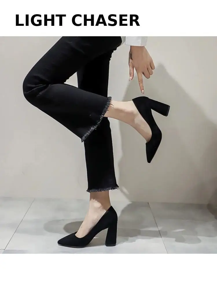 Spring Autumn New Pointed Toe Shallow Mouth Suede Single Shoes Thick Heel Women's High Heels Mid-heel All-match Work Shoes Women
Spring Autumn New Pointed Toe Shallow Mouth Suede Single Shoes Thick Heel Women's High Heels Mid-heel All-match Work Shoes Women