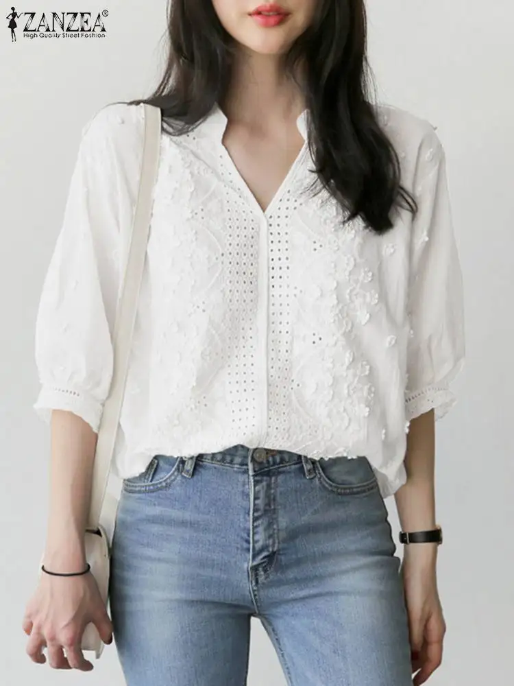 ZANZEA Summer Fashion Loose Tops Elegant Shirt Women Lace Patchwork Blouse Femme Half Sleeve V-Neck Chemise Crochet Oversize
ZANZEA Summer Fashion Loose Tops Elegant Shirt Women Lace Patchwork Blouse Femme Half Sleeve V-Neck Chemise Crochet Oversize