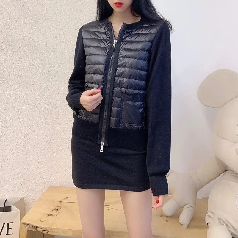 2022 Women Down Jacket Winter Long Sleeve Patchwork Knitted Zipper Black White Coat Slim Fashion Short Female Clothing Spring
2022 Women Down Jacket Winter Long Sleeve Patchwork Knitted Zipper Black White Coat Slim Fashion Short Female Clothing Spring
