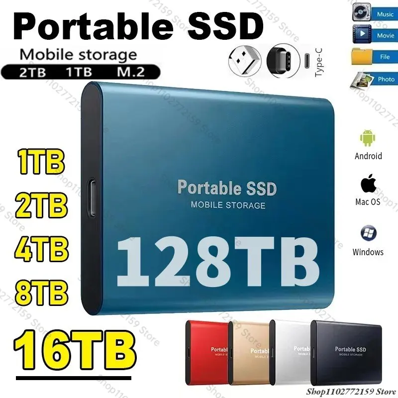 Portable SSD 128TB High-capacity USB/Type-C Interface High-speed Mini Hard Disk 8TB External Hard Disk For laptops/desktop/phone
Portable SSD 128TB High-capacity USB/Type-C Interface High-speed Mini Hard Disk 8TB External Hard Disk For laptops/desktop/phone