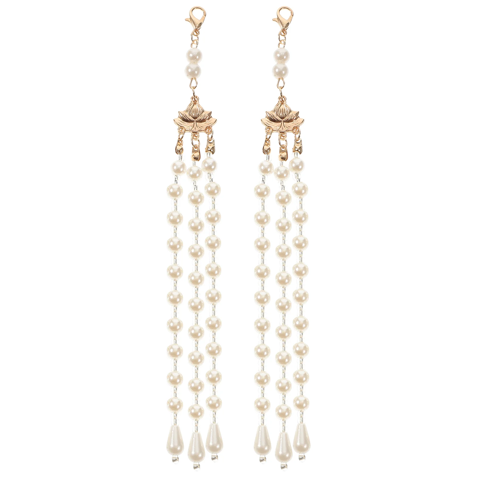 2 Pcs Tassels Pearl Clasp Clip Long Decoration Chinese Hanfu Chain Copper Plated Kc Fringe Trim
2 Pcs Tassels Pearl Clasp Clip Long Decoration Chinese Hanfu Chain Copper Plated Kc Fringe Trim