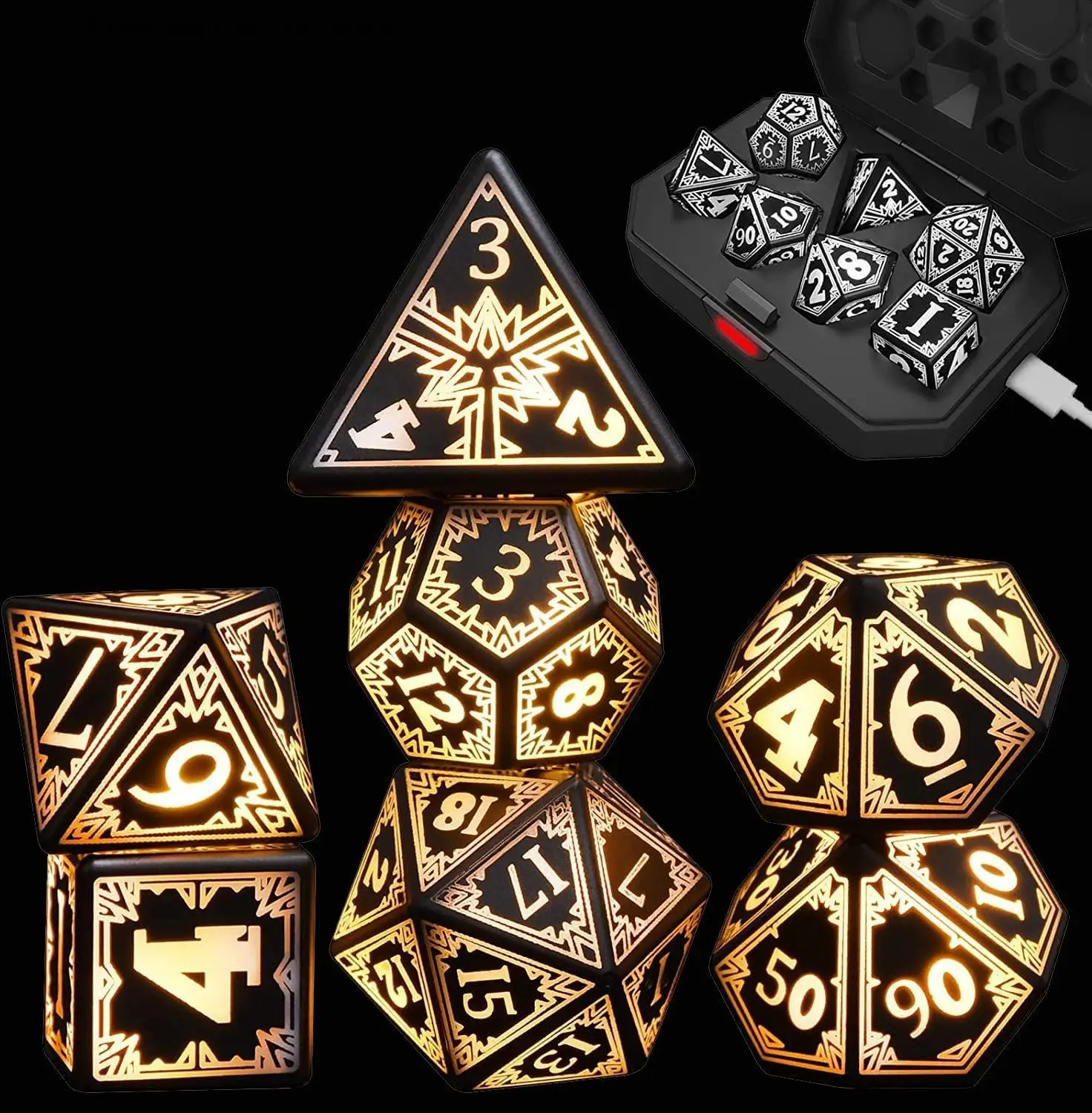 7pcs LED Luminous Gaming Dice Glowing Light up DND Dice Set Polyhedral Rechargeable Dice For Board Game Bar KTV Party
7pcs LED Luminous Gaming Dice Glowing Light up DND Dice Set Polyhedral Rechargeable Dice For Board Game Bar KTV Party