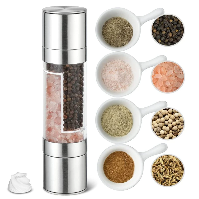 Double Head Pepper Grinder Manual Salt and Pepper Grinder Portable Stainless Steel Spice Grinder Practical Kitchen Gadget
Double Head Pepper Grinder Manual Salt and Pepper Grinder Portable Stainless Steel Spice Grinder Practical Kitchen Gadget