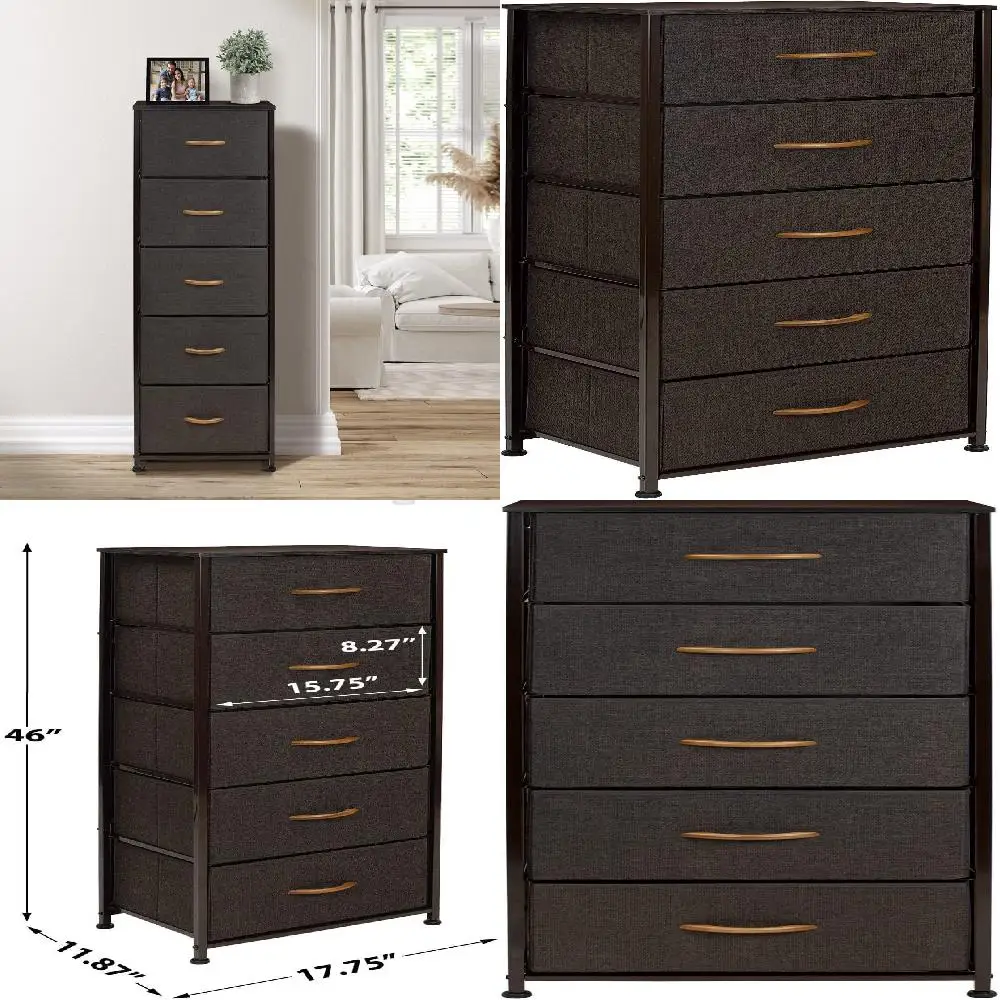 Superb Tall Steel Frame Dresser with Wood Top and Fabric, 5 Drawers Sto for Home, Office, Bedroom, Living Room or College Dorm.
Superb Tall Steel Frame Dresser with Wood Top and Fabric, 5 Drawers Sto for Home, Office, Bedroom, Living Room or College Dorm.