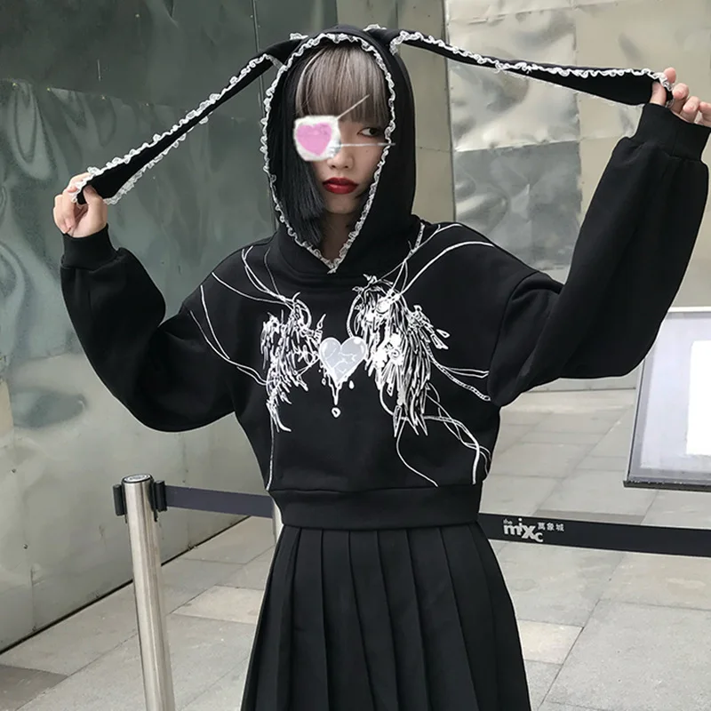 Girly Dark Ladies Spring Sweatshirt Fashion Gothic Casual Top Rabbit Ear Pullover Casual Print High Street Hoodie Sweatshirt
Girly Dark Ladies Spring Sweatshirt Fashion Gothic Casual Top Rabbit Ear Pullover Casual Print High Street Hoodie Sweatshirt