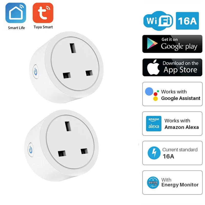 WiFi Smart Plug 16A UK Socket Tuya Smart Life APP Work With Alice Alexa Google Home Assistant Voice Control Power Monitor Timing
WiFi Smart Plug 16A UK Socket Tuya Smart Life APP Work With Alice Alexa Google Home Assistant Voice Control Power Monitor Timing